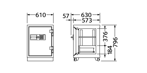 CS-90E 寸法図 詳細