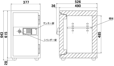 KS-37EK 寸法図 詳細