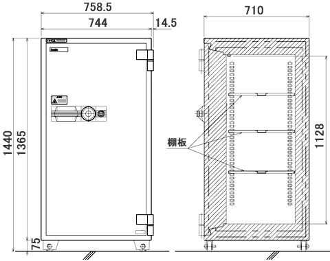 PS-28b 寸法図 詳細