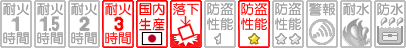 金庫の性能表示 耐火3時間 国内生産品 急加熱・衝撃落下 防盗規格TL-15
