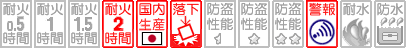金庫の性能表示 耐火2時間 国内生産品 急加熱・衝撃落下 警報アラーム