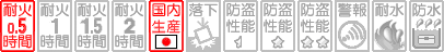 金庫の性能表示 耐火0.5時間 国内生産品